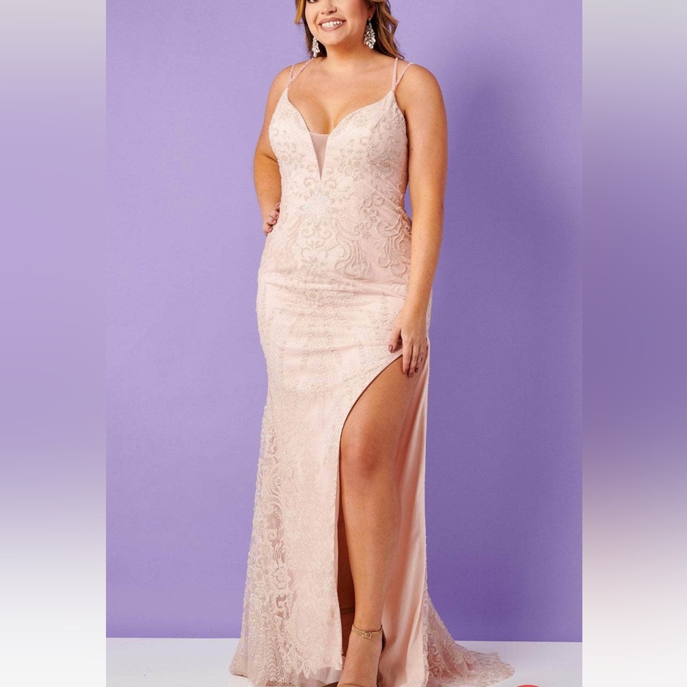 Rachel Allan 70463W - Subtle Detailed Deep Neckline Gown